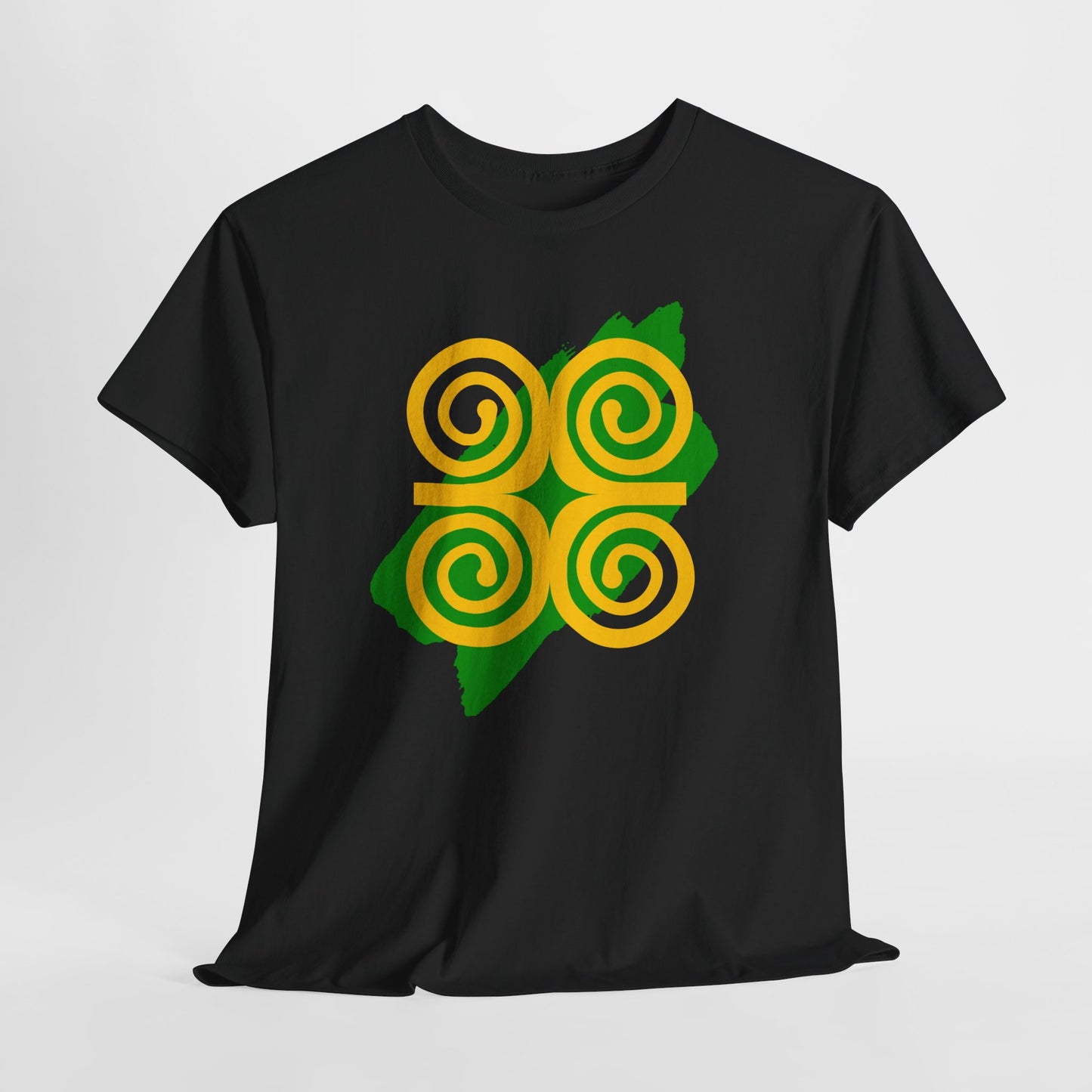 Adinkra Symbol Ram's Horn Tee Yellow & Green Print