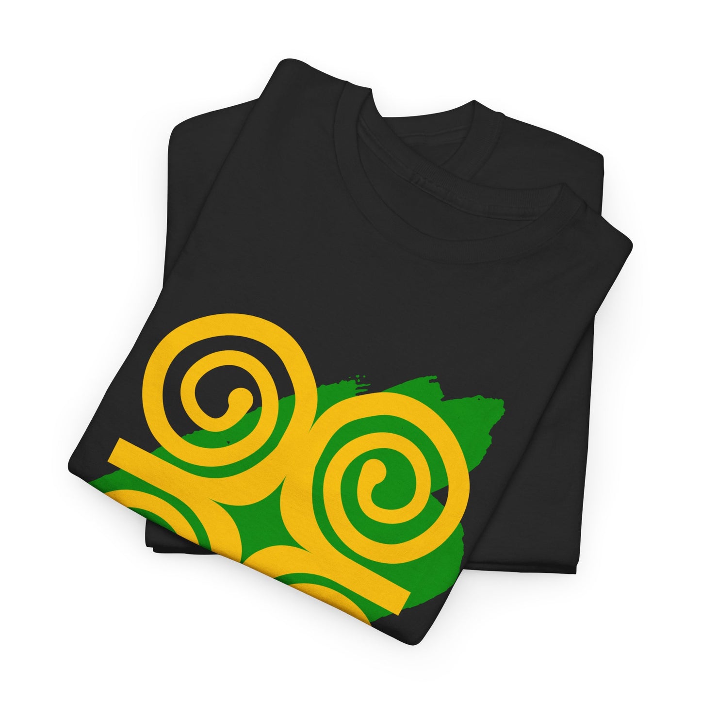 Adinkra Symbol Ram's Horn Tee Yellow & Green Print