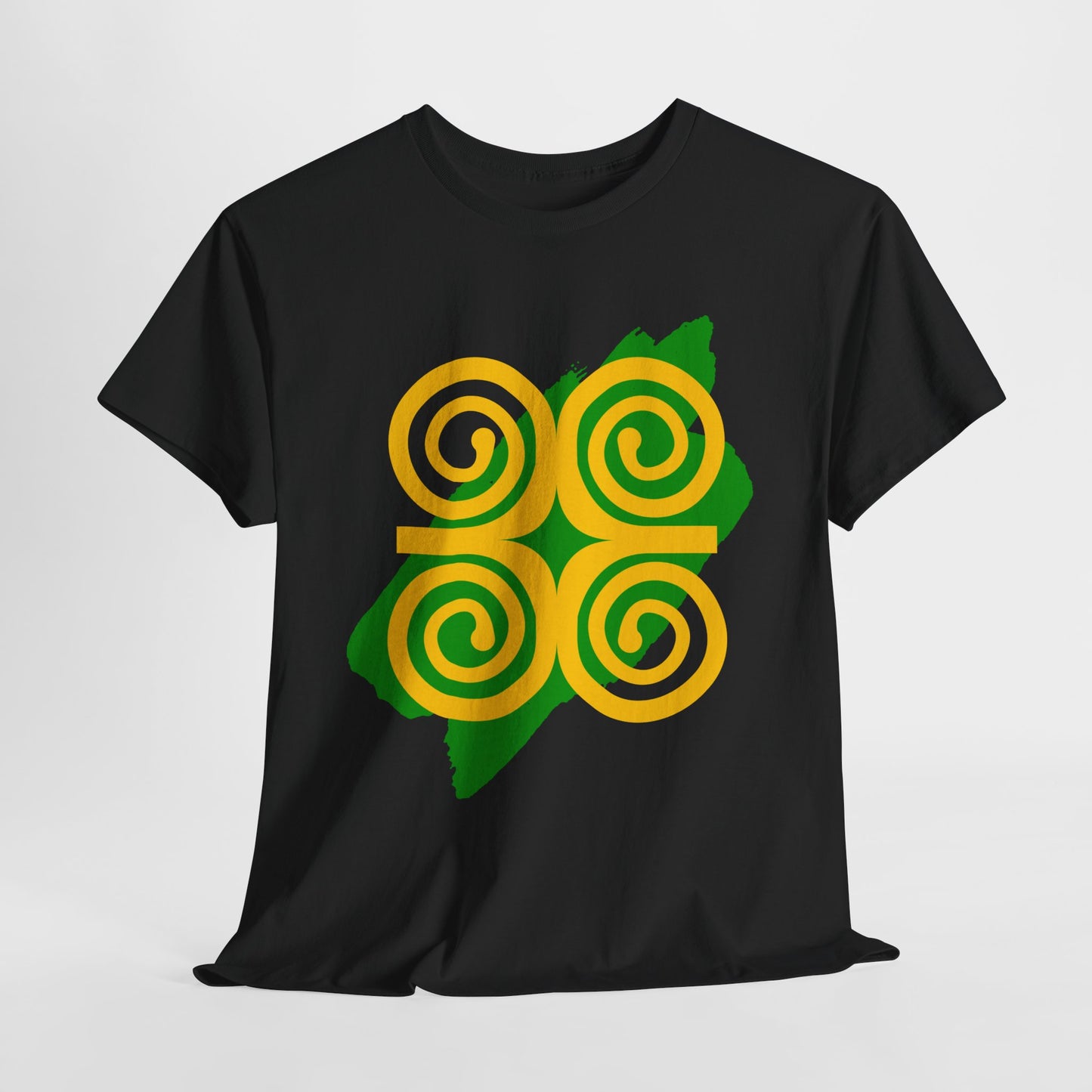 Adinkra Symbol Ram's Horn Tee Yellow & Green Print