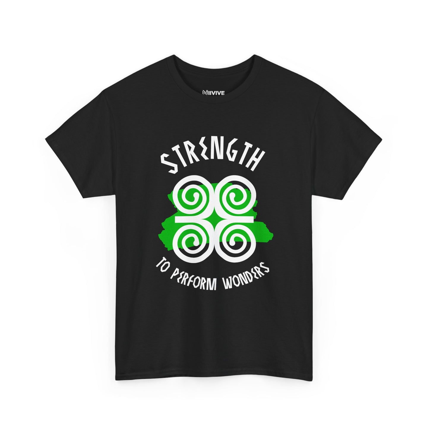 Adinkra Symbol Ram's Strength Tee White & Green Print