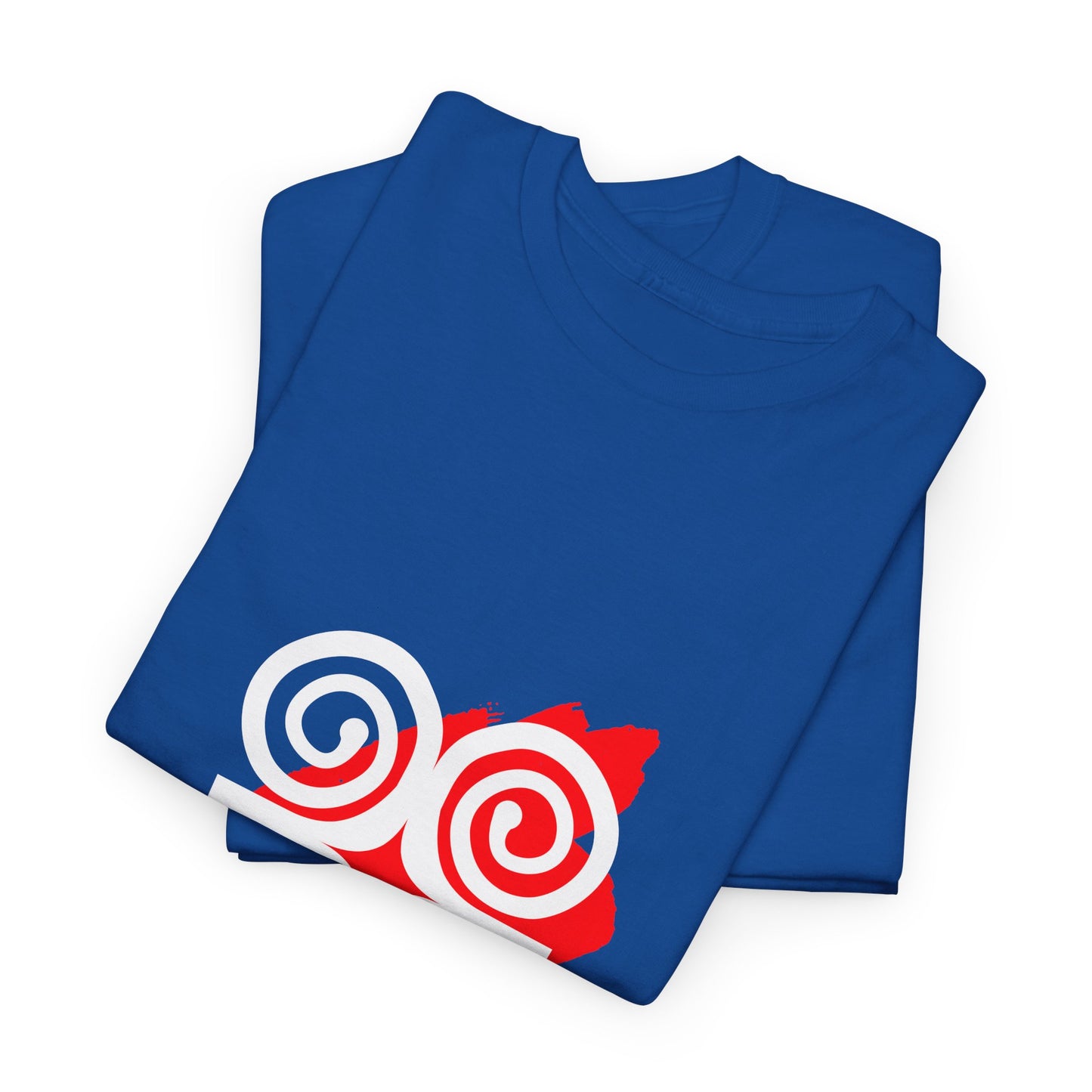 Blue Adinkra Ram's Horn Tee White & Red Print