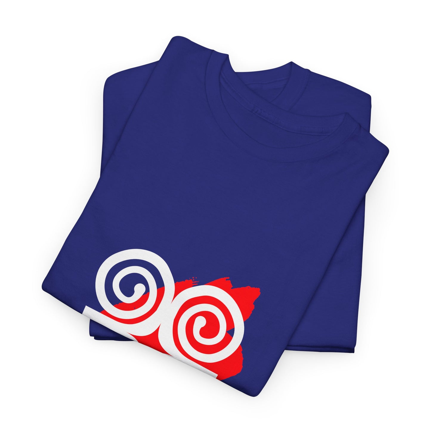 Blue Adinkra Ram's Horn Tee White & Red Print