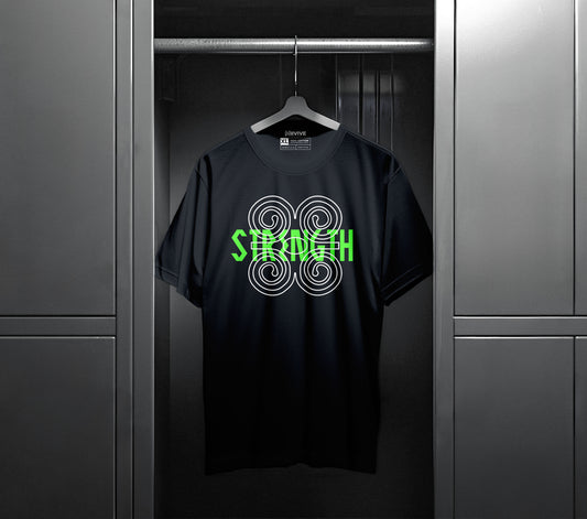 Adinkra Symbol Ram's Strength Tee White & Green Print